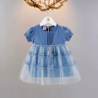 女宝宝薄棉牛仔裙夏装儿童连衣裙夏季女童甜美纱裙小女孩裙子新潮