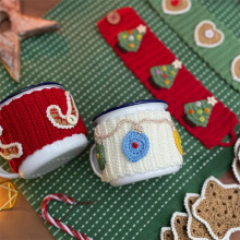 亚马逊跨境新品圣诞装饰杯套卡通针织老人雪人圣诞节氛围布置装扮