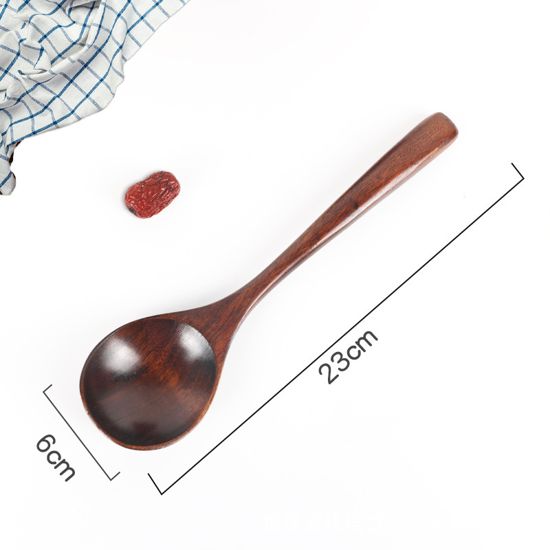 Cuchara de madera al estilo japonés Cuchara de sopa de madera de mango largo Cuchara de sopa para el hogar Ramen Cuchara de madera pequeña al por mayor de alto valor