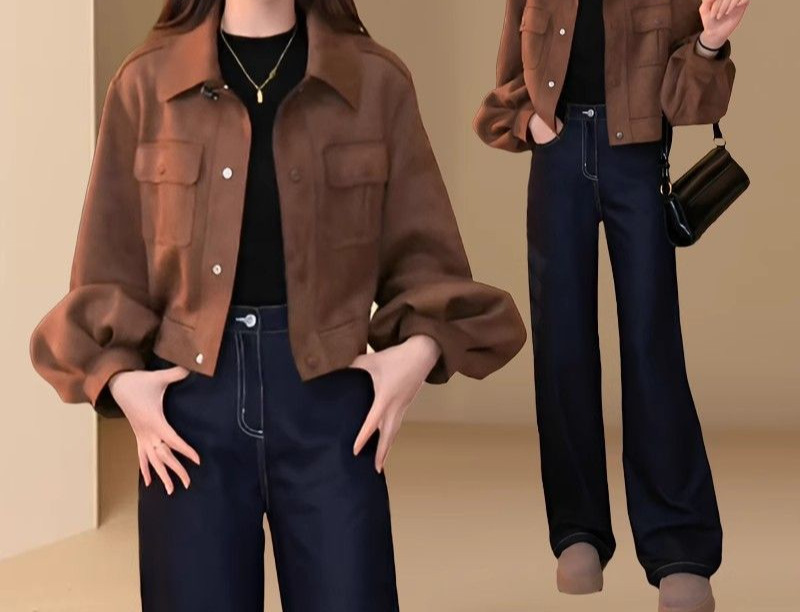 洋气新款流行春秋新款翻领短外套女新品宽松休闲显瘦百搭夹克上衣|undefined
