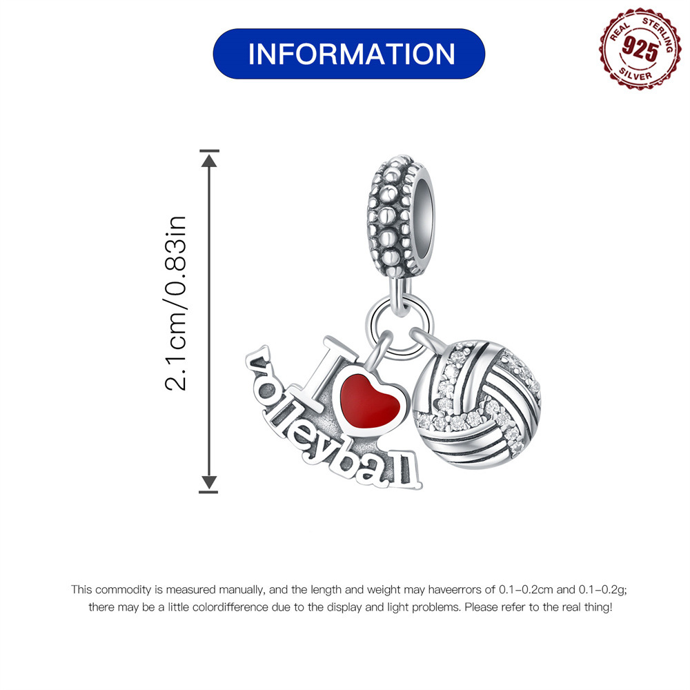 1 Piece 925 Sterling Silver Heart Shape Basketball Anchor Pendant display picture 36