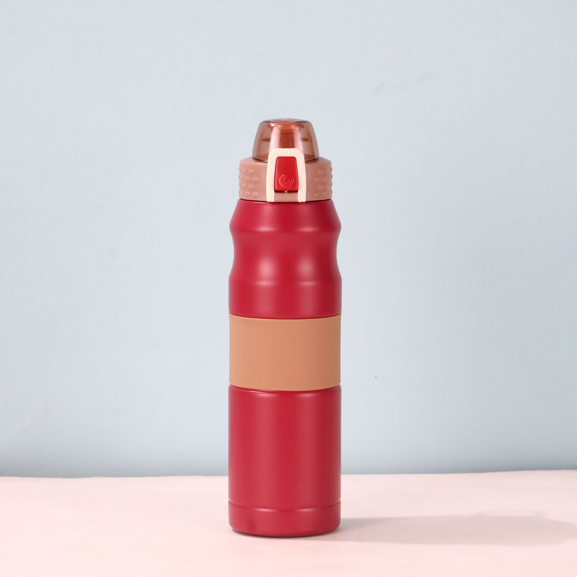 Taza térmica 304 de acero inoxidable con tapa abatible, diseño elegante y portátil, modelo transfronterizo femenino