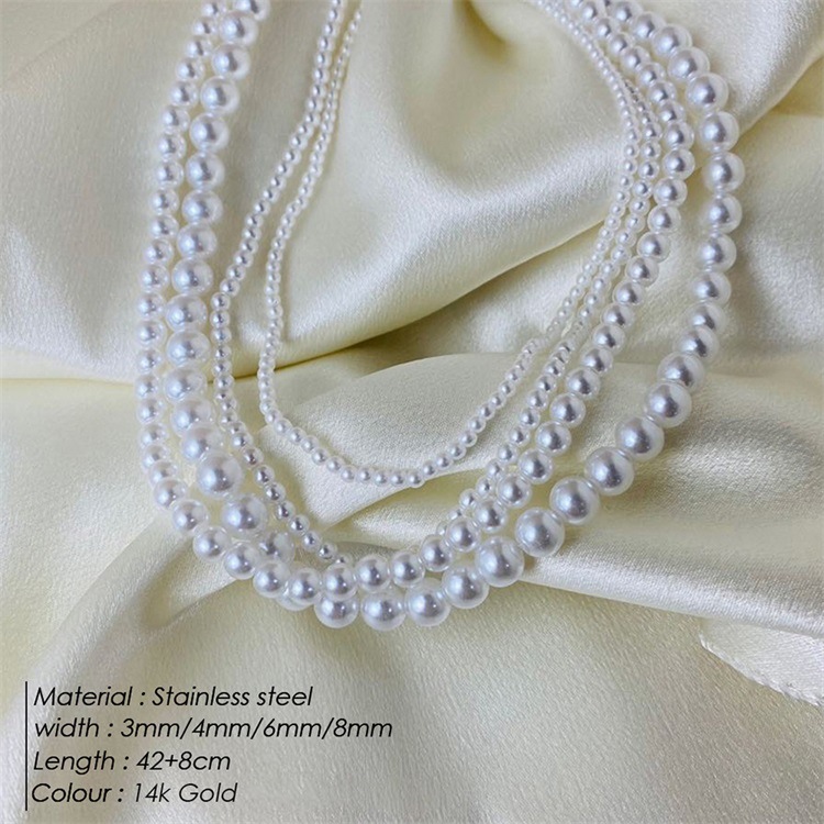 Elegant Runden Rostfreier Stahl Imitationsperle Perlen Überzug Frau Halskette display picture 1