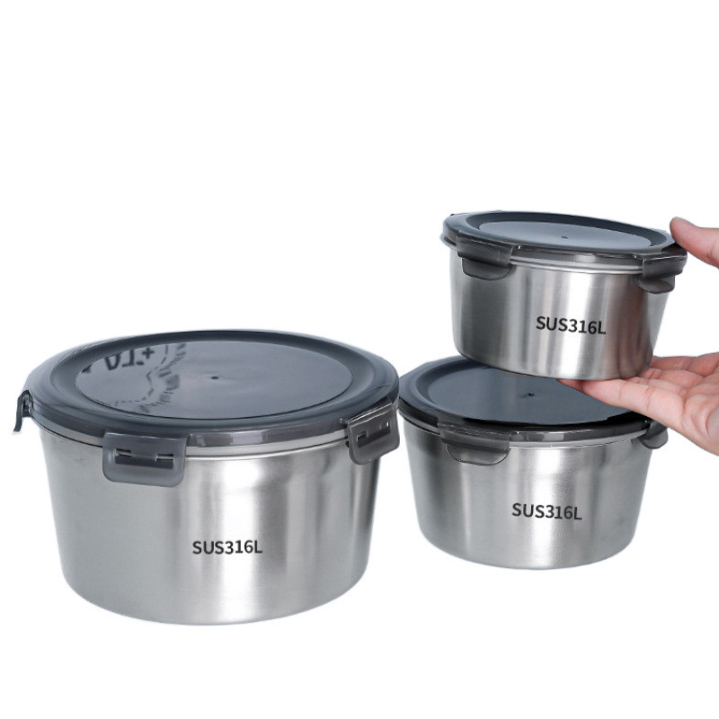 316 tazón de acero inoxidable sellado caja de almuerzo con cubierta yogur avena tazón de sopa doméstica portátil personal sin amistad estilo chino