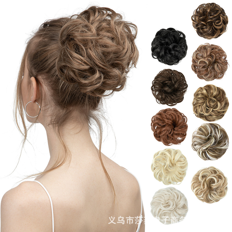 European and American Style Women's Hair Bun, High-Temperature Fiber Fluffy Curly Hair Bun, Cross-Border Wig Bun