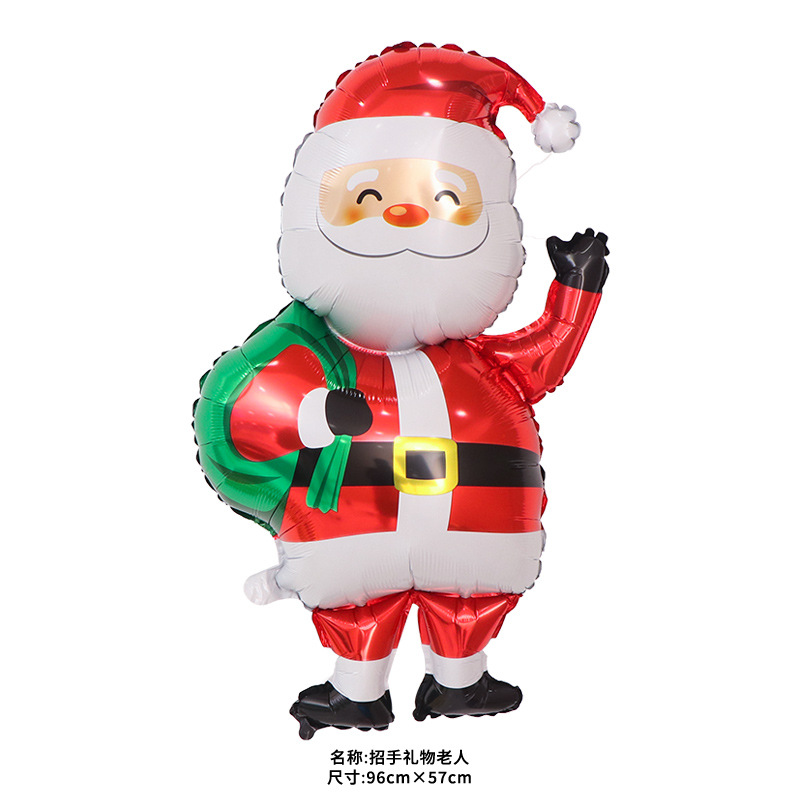 Decoración navideña globo de aluminio Día de Año Nuevo fiesta diseño de fondo ELK muñeco de nieve globo de árbol de Navidad al por mayor