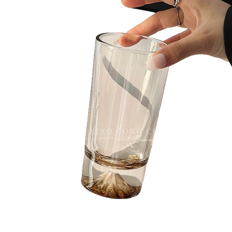 ins风琥珀色观山杯富士山杯高颜值玻璃水杯家用威士忌酒杯咖啡杯|undefined