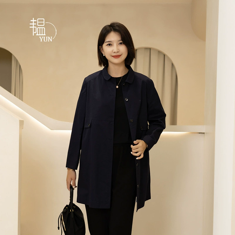 YUN Yun, осенне-зимняя новая ветровка средней длины, женская повседневная куртка с длинными рукавами и квадратным воротником, короткий топ, женская дизайнерская куртка
