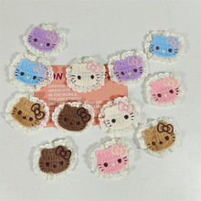 秋冬新款蕾丝花边毛绒发帖卡通KT猫刘海贴碎发神器魔术贴发饰辅料