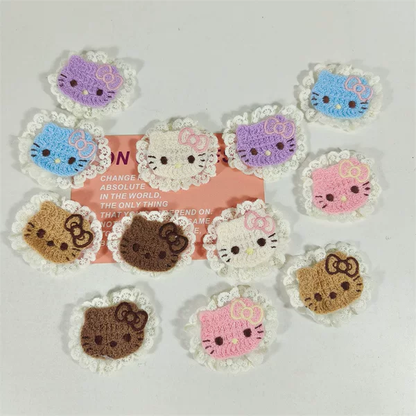 Autumn and Winter New Lace Trim Plush Hair Clip Cartoon Kt Cat Bangs Hair Accessory Magic Sticker Hair Accessory