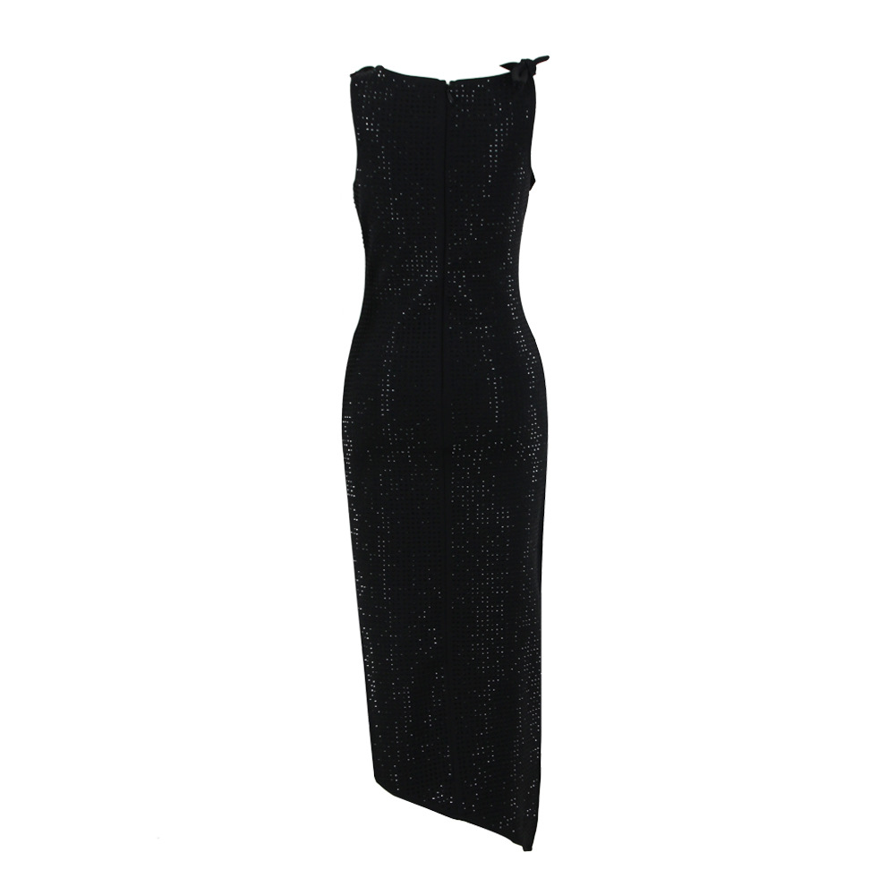 2023 otoño y verano europeo y americano nueva moda sexy fiesta caliente rhinestone sin mangas manga larga vendaje vestido largo mujeres image 6
