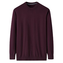 80支纱精纺100纯山羊绒圆领套头针织羊绒衫合体型时尚都市毛衣男