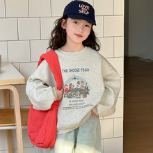 女童卫衣秋季棉2025新款洋气卡通套头衫儿童圆领长袖上衣秋装