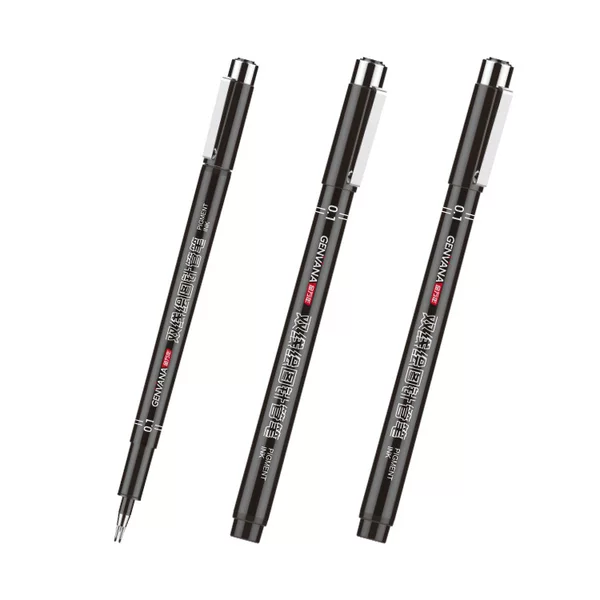 Factory direct supply Jin Wannian double line 0.1mm drawing needle pen student animation design waterproof hook line hand drawing pen