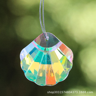 30AB transparent scallop crystal glass prism sun catcher diy colorful water drop accessories single hole shell loose beads