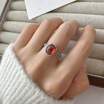 亚马逊跨境饰品复古天然石钱币戒指蛋面宝石戒指天然石戒指批发