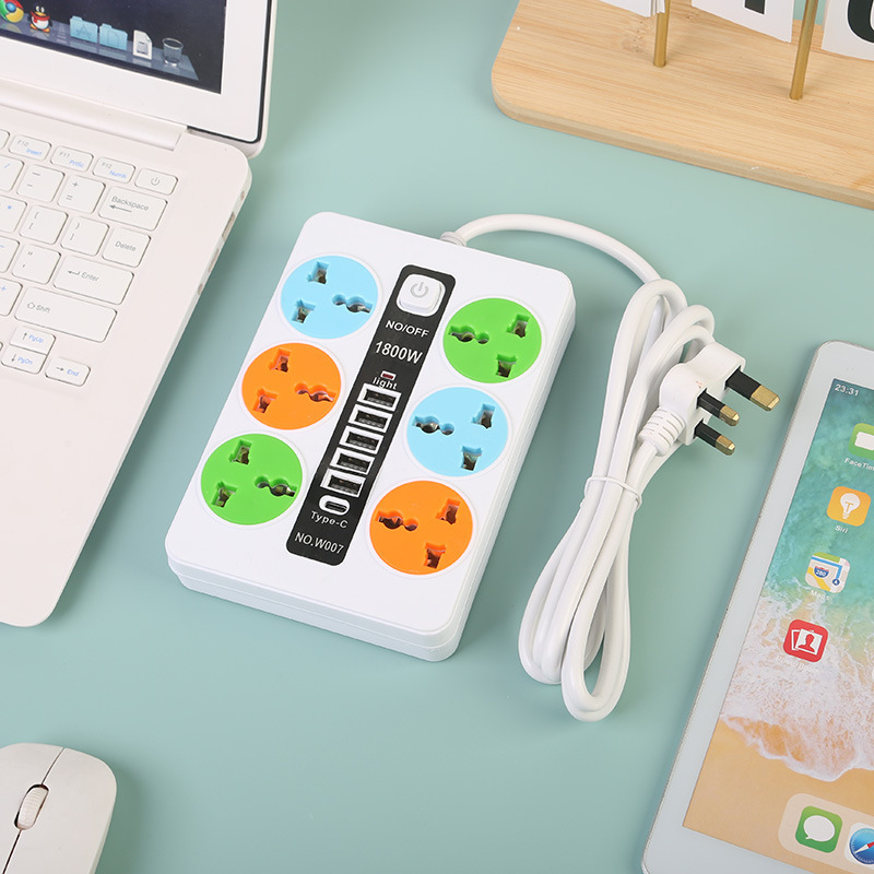 6 puntos de conexión de comercio exterior 5USB + 1 interfaz tipo-c negro y blanco neutral estándar británico estándar europeo estándar americano