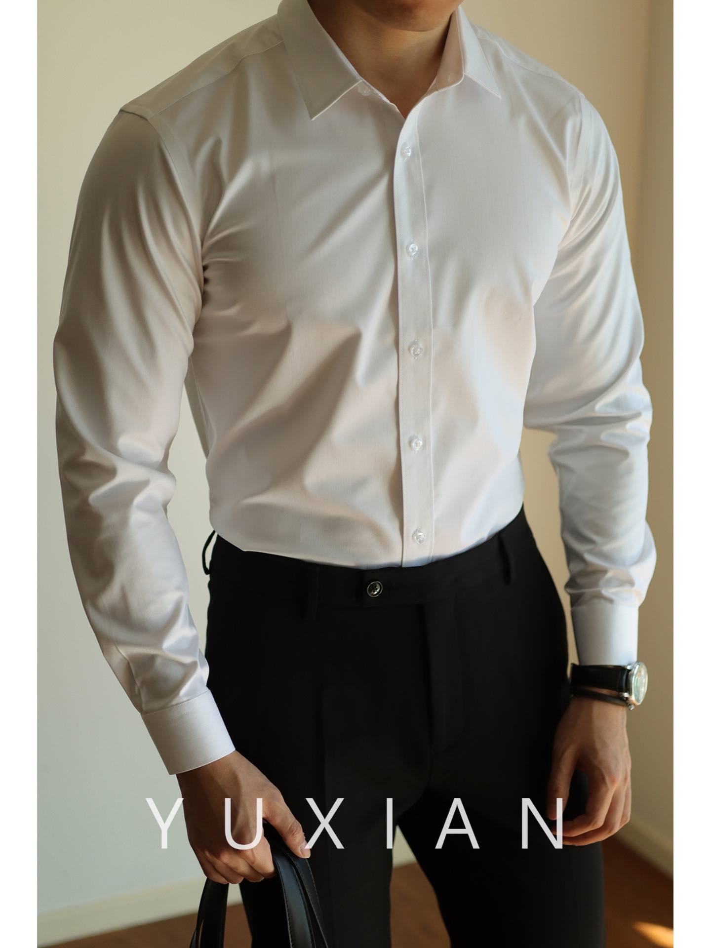 【高級品】ビジネススタイル 無地シャツ メンズ 長袖 通勤 紳士 カジュアルシャツ フォーマル 高級インチシャツ