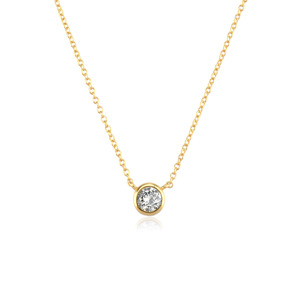 0.05µm-0.08µm Gold Plating Thickness Electroplating Gold Plating Process 925 Sterling Silver Zircon Cable Chain Plating Inlay Round Necklace