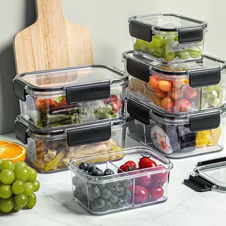 冰箱专用收纳盒分隔保鲜盒食品级水果便当盒PET塑料密封盒套装