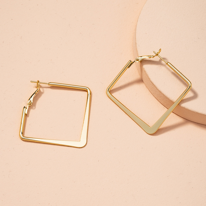 new exaggerated geometric square earrings
