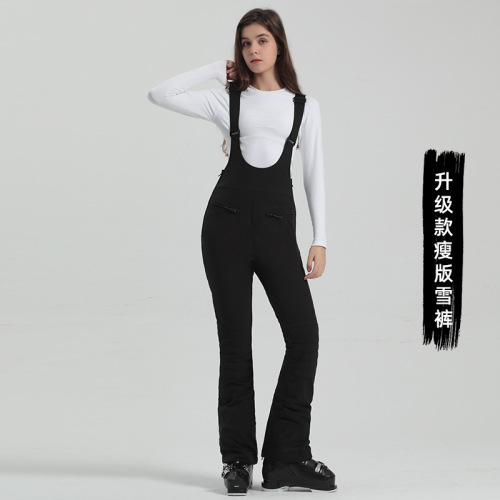 Women's Snowboard Snow Pants with Elasticated Waistband, Cross-Border Shipping, Stretch Fit, Windproof and Waterproof Outdoor Black Snow Pants