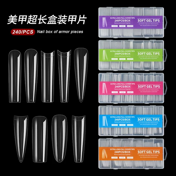 Cross-border ultra-long water pipe nail ballet wearing nail nail piece transparent full paste XXXL denim nail art 240 box