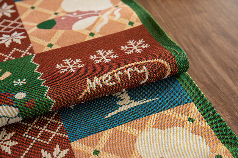 Christmas Jacquard Table Runner Polyester Cotton Decorative Flag_voghion.com