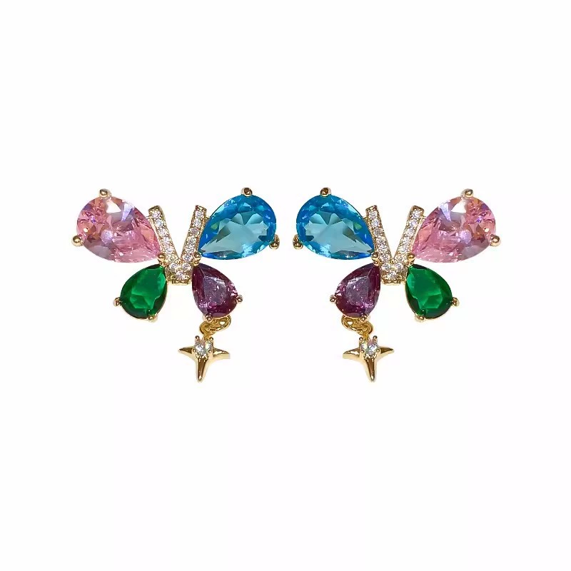 Серебряная игла, цирконий, свежие изящные серьги, стиль высокого качества