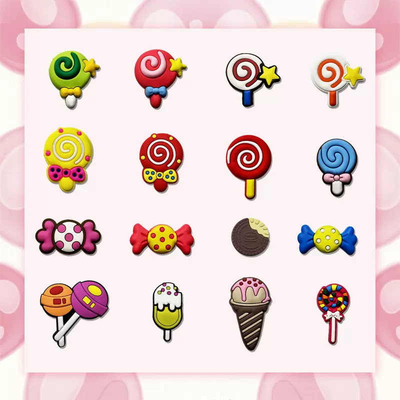 厂家批发冰淇淋洞洞鞋配饰PVC耐磨软胶材质鞋扣DIY高级感个性鞋花