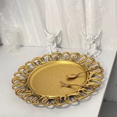 外貿透明婚禮酒店派對噴漆工藝裝飾塑料深果盤金閃閃大果盤圓形