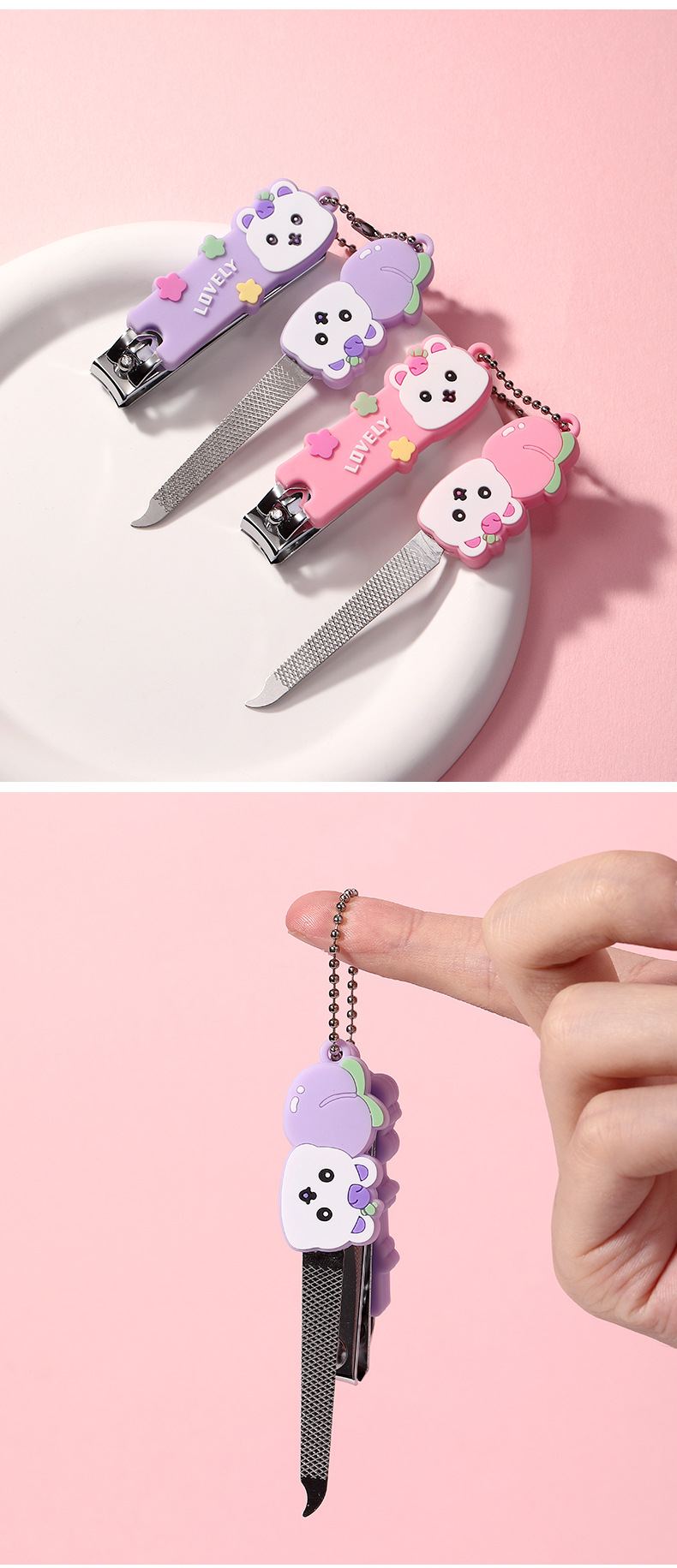 LMLTOP Cartoon Nail Trimming Set 2 pieces, stainless steel nail clippers, nail pliers, nail trimming file tools SY563 undefined