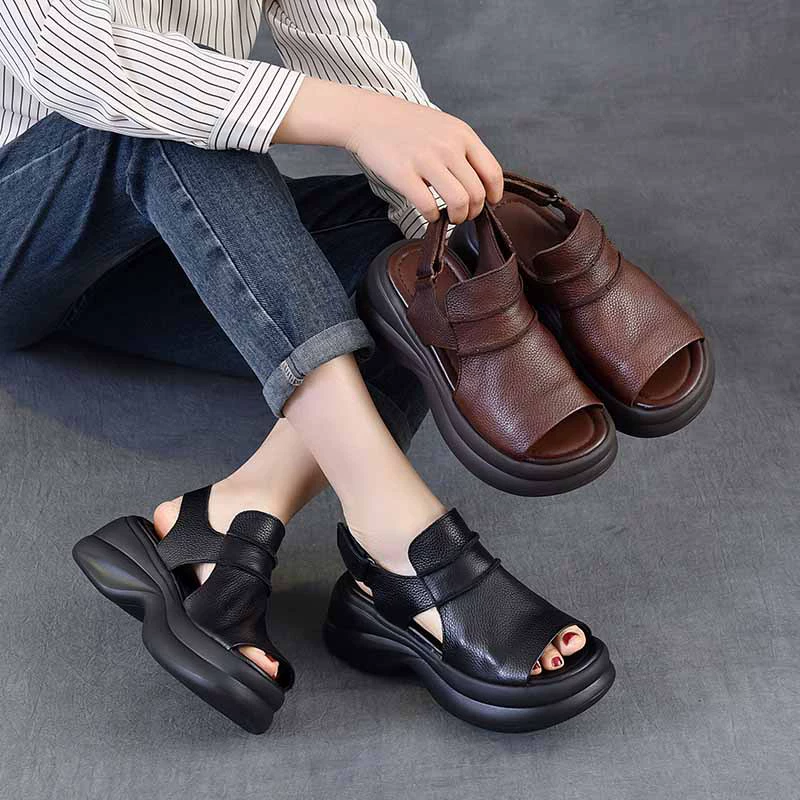 Летние новые сандалии с толстым дном из рыбьего рта из кекса