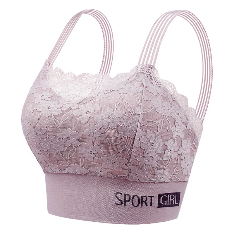 Nuevo estilo de belleza espalda encaje envuelto en el pecho Chaleco con almohadilla en el pecho gran pecho mostrar pecho pequeño contracción más tamaño anti-exposición base envuelta en el pecho para las mujeres