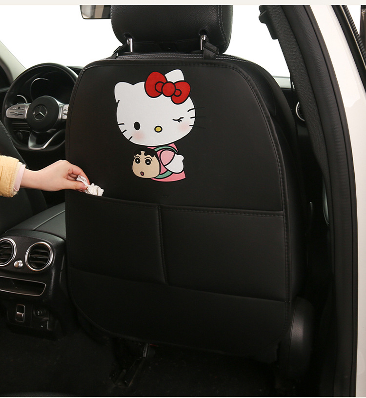 Car Anti-Kick Pad, Kidsren's Seat Back Cartoon Anti-Kick Pad, Wear-Resistant Leather Rear Seat Back Pad, Kt Cat Crayon Shin-Chan Pad