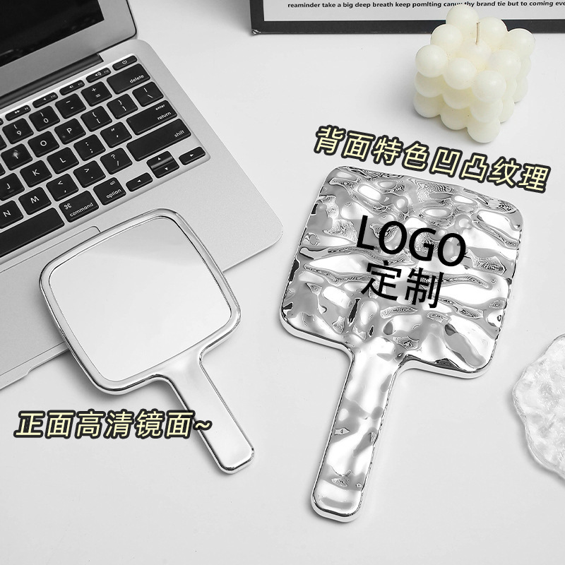 Electroplated Handheld Mirror with High Appearance and High-End Sense DIY Retro Princess Style Portable Dopamine Large Size Hand Mirror