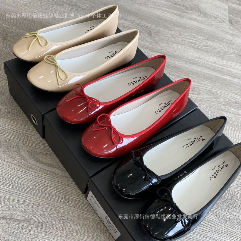 French Retro Round-Toe Ballet Shoes, Patent Leather Red Shoes, Flat Bow Shallow Shoes, Wedding Shoes French Retro Round-Toe Ballet Shoes, Patent Leather Red Shoes, Flat Bow Shallow Shoes, Wedding Shoes