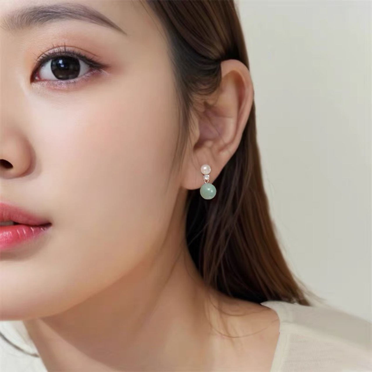 S  바늘 여성을위한 간단하고 다재다능한 귀걸이 천연 진주와 옥 귀걸이 틈새 간단한 새로운 중국 스타일 귀걸이