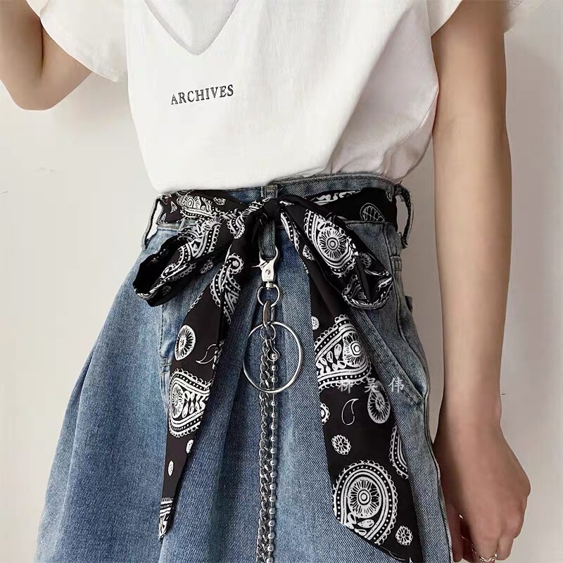 Pants Accessories Chain Pants Chain Pendant Men's Cool Cashew Flower Silk Scarf Belt Women's Jeans Women's Hot Girls