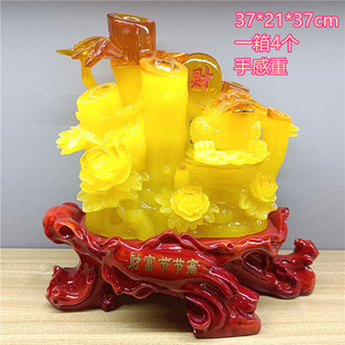Wealth Goes High and Luckily Rich Bamboo Resin Crafts Ornaments Feng Shui Opening Home Decoration Gifts