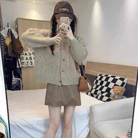 早秋装茶系搭配一整套奶系穿搭温柔炸街韩剧小香风连衣裙子套装女