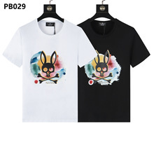 数码印花Psycho Bunny男短T恤彩色骷髅兔圆领欧美街头潮流情侣款T