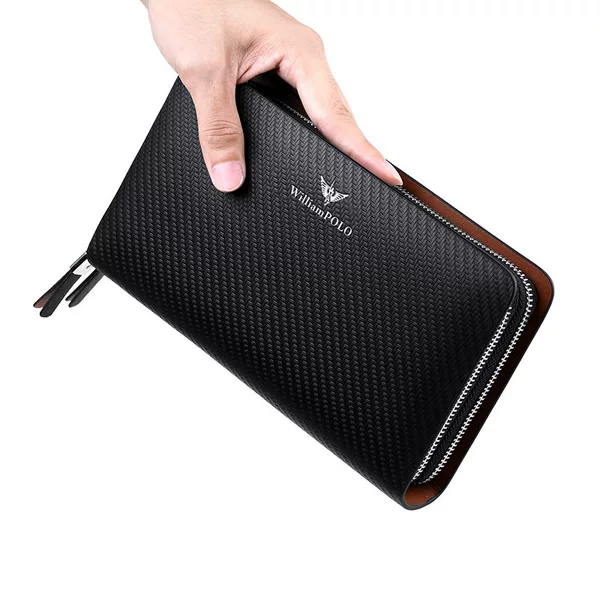King Paul Clutch Bag Business Large Capacity Handbag Cowhide Clutch Double Zipper Handbag Long Men's Wallet