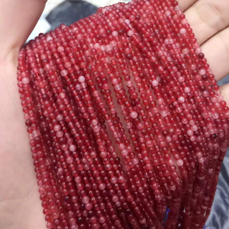 Mingdu クリスタルカラーカルセドニーファセットルースビーズさまざまなカルセドニーラウンドビーズ半完成 DIY ジュエリービーズ|undefined