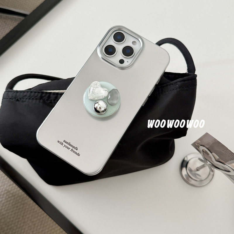 iPhone15promax Apple 16 携帯電話ケース 14 スタンド 13 に適したシルバーのハイエンド立体愛の宝石|undefined