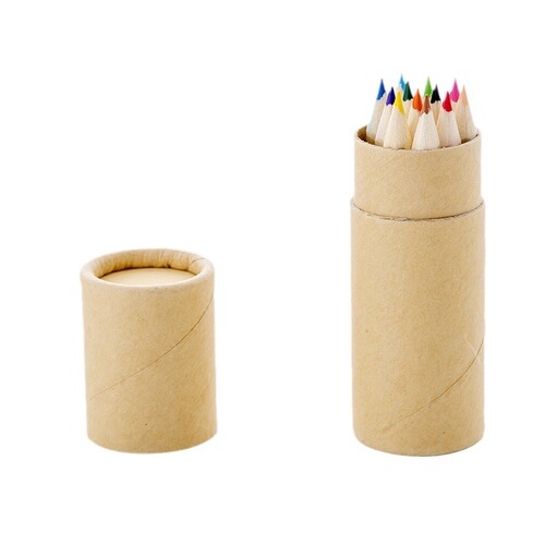 Log colored pencils in wooden tubes school supplies primary school students prizes painting colored lead LOGO custom wholesale small gifts