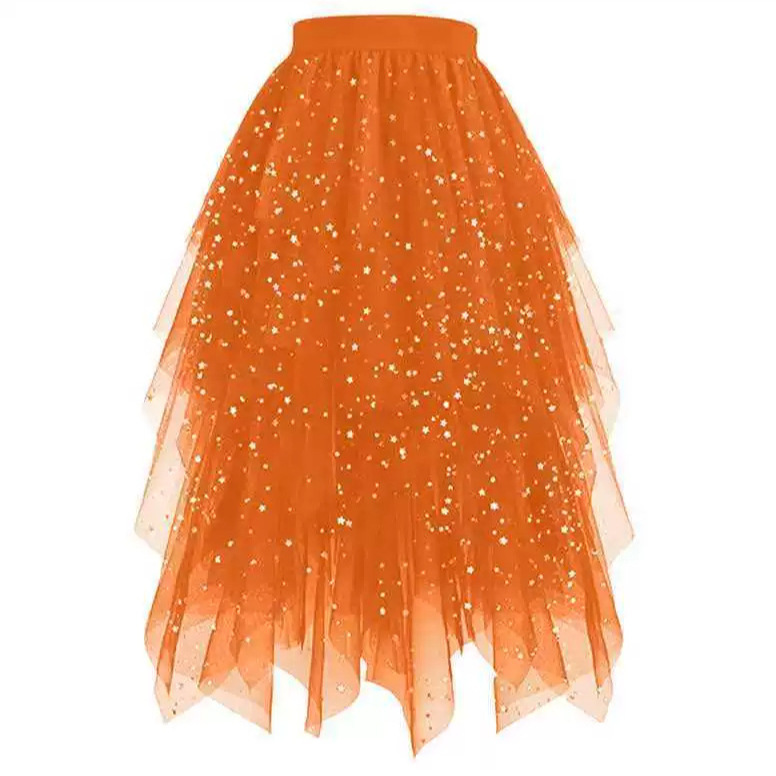 Cross-Border Mesh Sequin Skirt, Tulle Skirt, Puffy Skirt, Star Mesh Skirt, Tutu Skirt, Irregular Mid-Length Tulle Skirt Cross-Border Mesh Sequin Skirt, Tulle Skirt, Puffy Skirt, Star Mesh Skirt, Tutu Skirt, Irregular Mid-Length Tulle Skirt