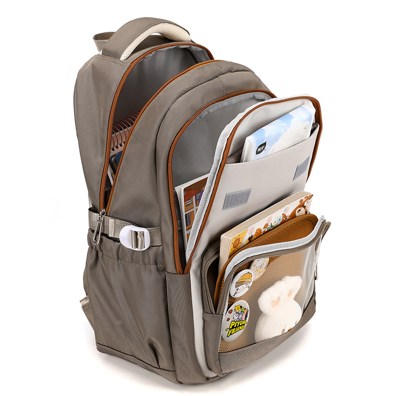Mochila Jianglida de alta calidad para estudiantes de secundaria, para niñas, gran capacidad, negra, resistente a las manchas, mochila para estudiantes de secundaria.