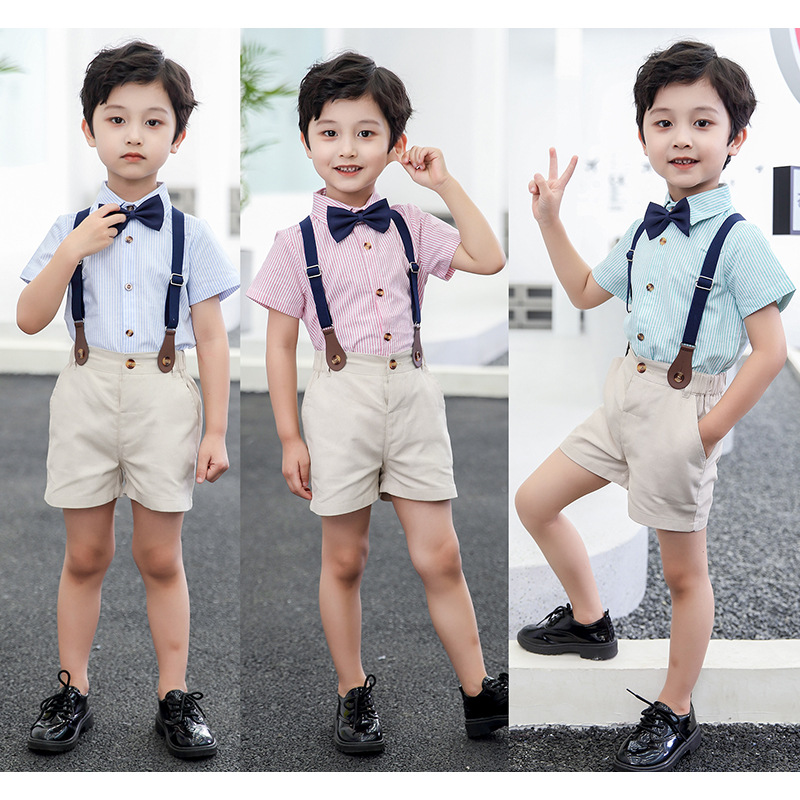 Boys' suit Summer New Handsome Short-sleeved Shirt Two-piece Set Kindergarten Graduation Dress Performance Dress