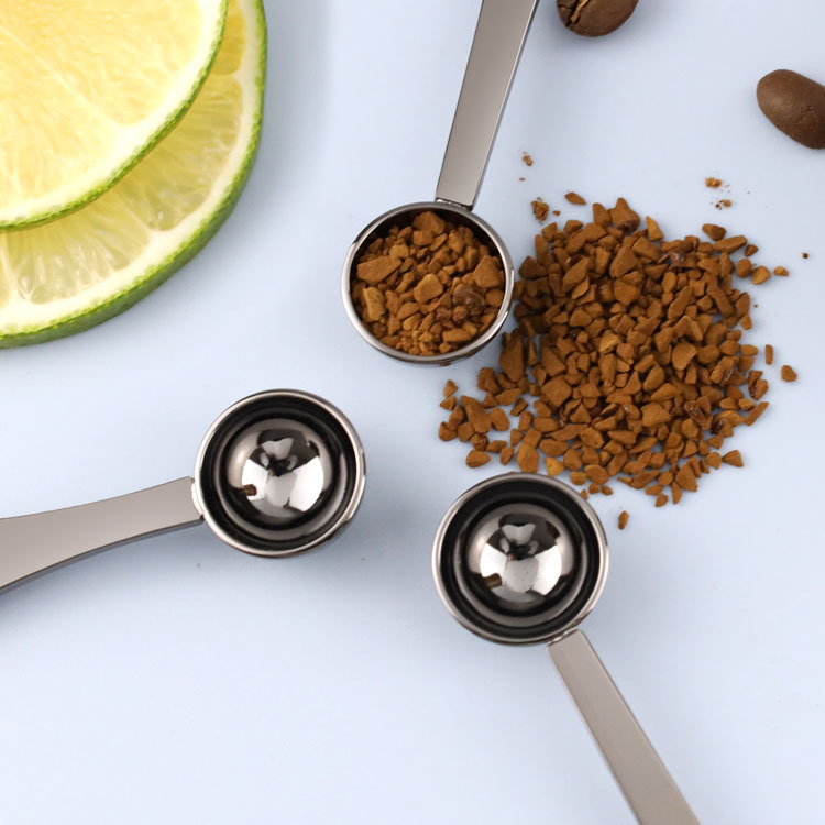 Cuchara de café de acero inoxidable de 1.25ml con cabeza redonda, cuchara medidora de café para repostería casera, polvo de frutas, leche en polvo, cuchara medidora en gramos